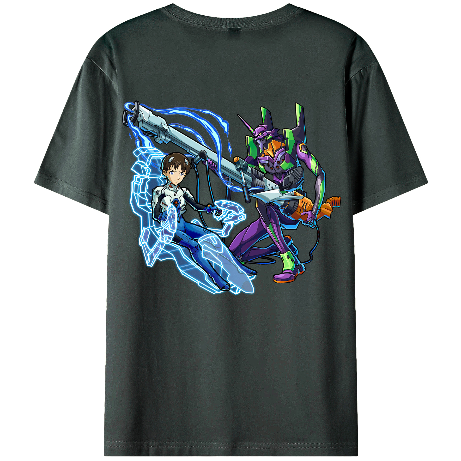 （画像用） EVA 新世紀エヴァンゲリオン 綿100％ メンズ半袖Tシャツ（バックプリント） 通気性